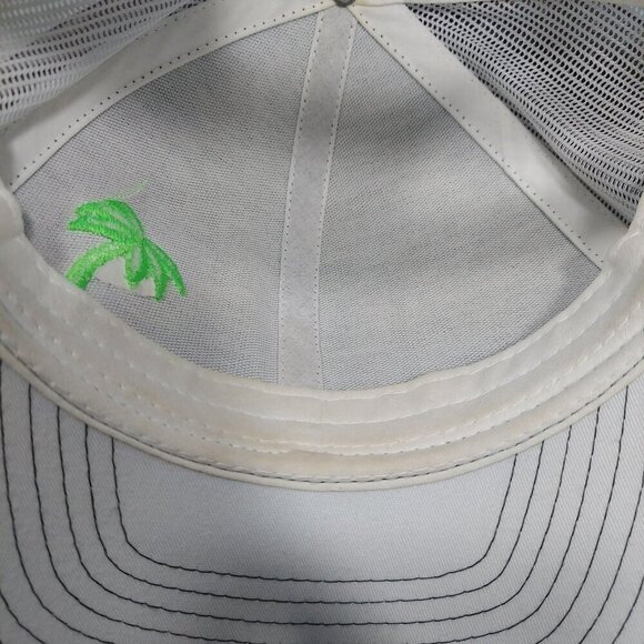 Gray & White Mesh Trucker Hat With Green Palm Tree Embroidery Adjustable Snapbac - Picture 8 of 10